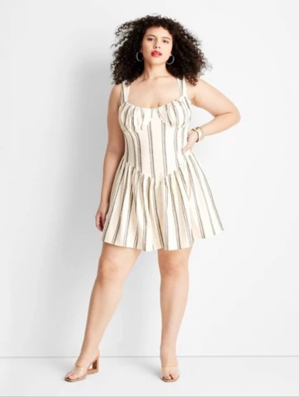 Future Collective Striped Cream Linen Sundress 24W